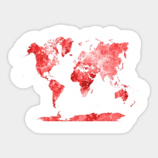 World Map in Watercolor Red Sticker